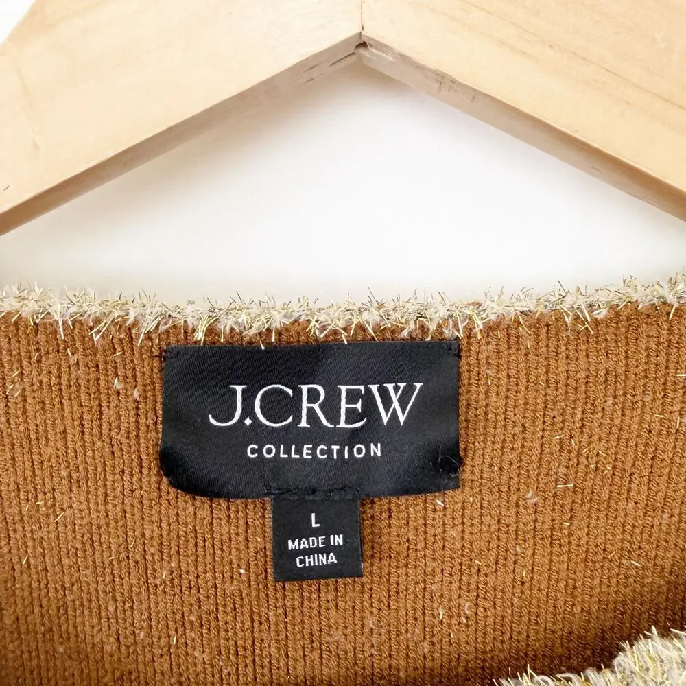 J. Crew Collection Gold Oversized Double Faced Metallic Jacket Sz L